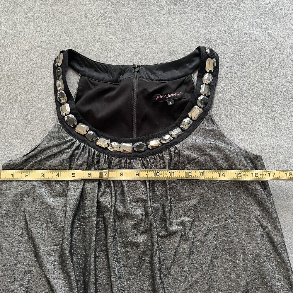 Vintage Betsey Johnson Dress Black Silver Mini Tunic - Picture 5 of 9